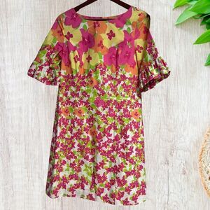 Lilly Pulitzer Womens Dress Size 6 Multicolor Floral‎ Short Sleeve Ruffles
